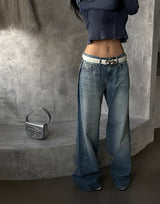 Pintuck Coloring Low Rise Wide Jeans