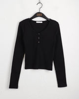 Gabe Snap Button U-neck Long Sleeve T-Shirt