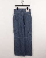 ビソップサマーフードファブリックワイドカーゴデニムパンツ / Bisopp Summer Hooded Fabric Wide Cargo Denim Pants