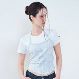 [NF] TIE-DYE RIBBON LAYERED TEE (WHITE)_F23QB486