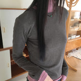 Nuei napping color combination layered polar long-sleeved T-shirt