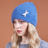 VA Brooch Soft Angora Beanie Cobalt