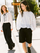 レースリンクルパフブラウス / Lace Wrinkle Puff Blouse (2colors)