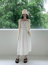 ロシトンビンテージマザーオブパールボタンノースリーブロングワンピース / Roshton vintage mother-of-pearl button sleeveless long dress