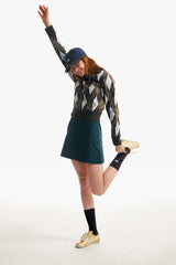 スモールチェリーアーガイルカラーニット／SMALL CHERRY ARGYLE COLLAR KNIT [GRAY CHARCOAL]