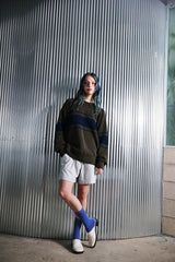 COLOR-LINE 7G KNIT CREW-NECK (Khaki) / カラーラインニットクルーネック