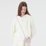 スモールチェリーショットニットフーディー／SMALL CHERRY SHORT KNIT HOODIE [CREAM]