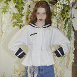 Sailor Long Sleeve Pocket Blouse (6681233719414)