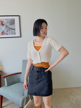 2ボタンデニムスカート / two-button black denim skirt