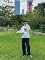 ハイドオーバーサイズフィットニットロングスリーブTシャツ