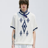 ナバジョパターンリンガーハーフニット / NAVAJO PATTERN RINGER HALF KNIT CREAM