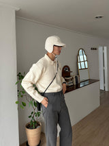ASCLO Classic Embroidery Half Zip Up Knit (4color)