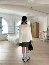 Lipu boat neck overfit mongle long sleeve knit