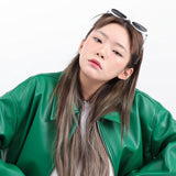 SINGLE LEATHER JACKET GREEN