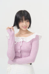 FRILL CROP CARDIGAN (LAVENDER)