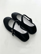 Velvet mary jane shoes