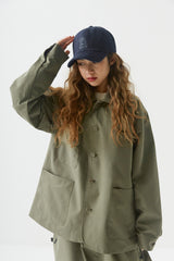 ロゴカラーコットンベーシックジャケット/BSR2223FWJK065 LOGO COLLAR COTTON BASIC JACKET KHAKI
