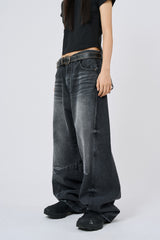 Nova curved wide denim pants