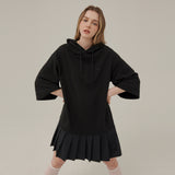 プリーツフードジャージードレス / PLEATS HOOD JERSEY DRESS_BLACK