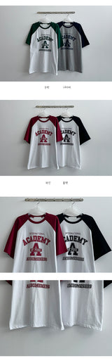 Pure color raglan short-sleeved T-shirt