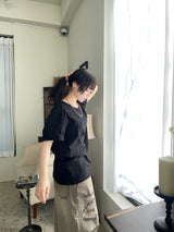 レイヤードオーバーUネックTシャツ