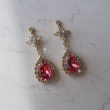 Romantic Queen Waterdrop Crystal Piercing - Rosepink