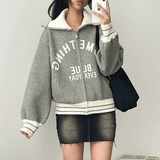 Anple Coloring Lettering Knit Zip-up