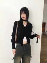 [Muffler set] Eden button V-neck cardigan