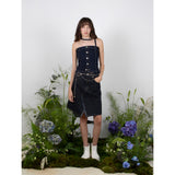スカーフデニムチューブトップ / SCARF DENIM TUBE TOP - INDIGO