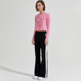 Two-tone Semi boots cut Trackpants [Black] (6679673438326)