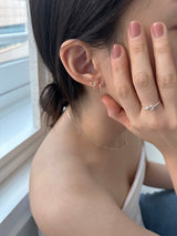 [92.5silver] line heart one-touch earrings (mini)