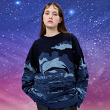 オーバーザシードルフィングラフィックニット / Over the sea dolphin graphic knit