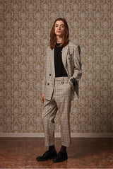 Cropped slacks - Beige check (4622120353910)