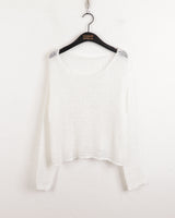 [5color]ジュエルサマーボートネック長袖ネットニット / Juel Summer Boat Neck Long Sleeve Net Knit