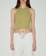 ディストレスドニットノースリーブ / DISTRESSED KNIT SLEEVELESS (MATCHA)