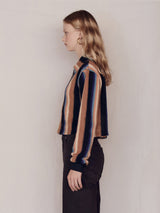 Open Collar Stripe Knit (Orange)