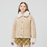 ハートボタンショートシャーリングジャケット / HEART BUTTON SHORT SHEARLING JACKET _ BEGIE