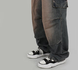 Fake cargo denim pants