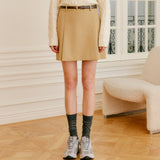 BEIGE NARA PLEATS MINI SKIRT