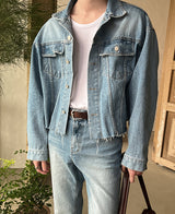 Lavender crop denim jacket (2 color) (6694661292150)