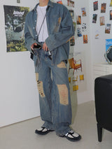 3 TAP Smoke Wrinkle Wash Denim Pants (2color)