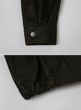 Classic Autumn Crop Leather Jacket (2color)