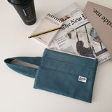 Oxford simple line strap pouch - teal blue