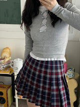 ribbon long sleeve T-shirt (4colors)