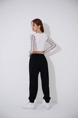ラインブラックホールメッシュクロップTシャツ / TOP(9369) Line Black Hole Mesh Crop Tee