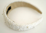 ツイードパールカチューシャ/tweed pearl hairband white