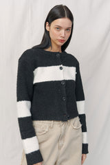  ALPACA BOOKLE KNIT CARDIGAN / BLACK