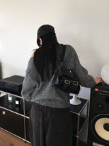 【マフラーセット】バレルウールチョーカータイVネックノーカットニット