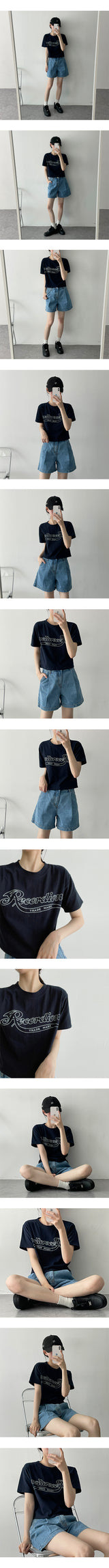 レッコクロップド半袖Tシャツ / Lecco Cropped Short-Sleeved Tee