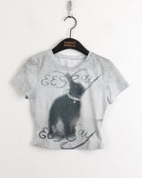 ルーバーヒッププリンティングプリントクロップド半袖Tシャツ